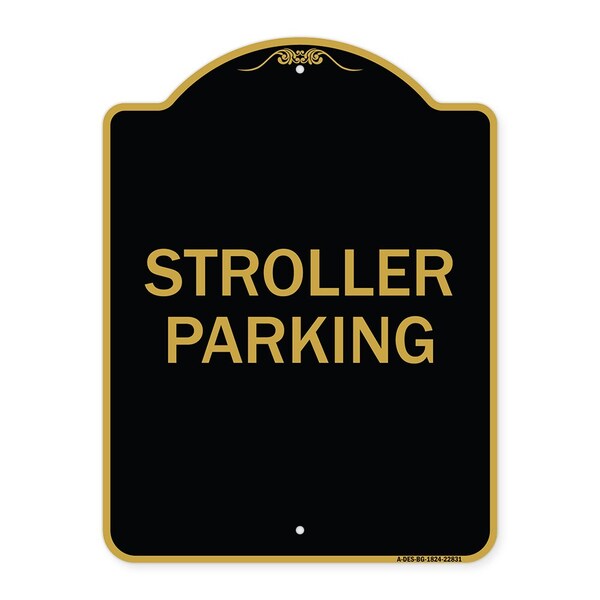 Signmission Designer Series Sign-Stroller Parking, Black & Gold Aluminum Sign, 18" x 24", BG-1824-22831 A-DES-BG-1824-22831 - main